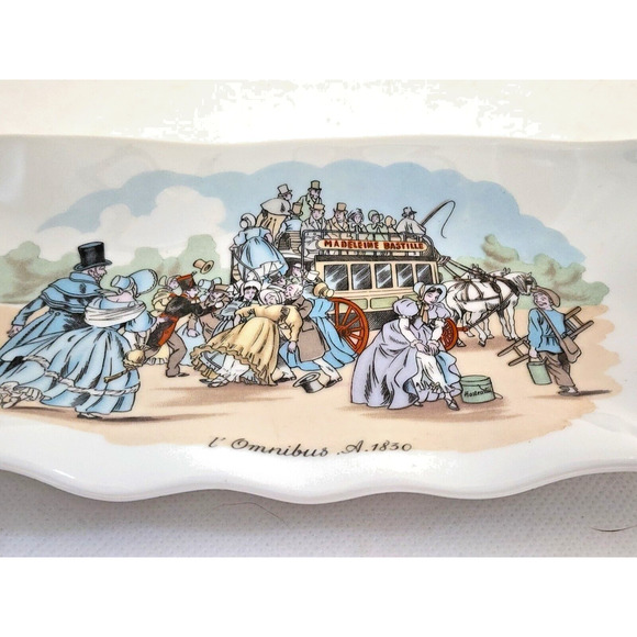 LIMOGES-PORCELAIN-TRINKET/DISPLAY DISH-Scalloped Edges-L' Omnibus . 1830-France - Picture 3 of 11